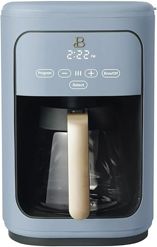 Hermosa cafetera programable de 14 tazas, pantalla táctil, 1200 W, control de fuerza de preparación, mantener el calor, pausar y servir, jarra de