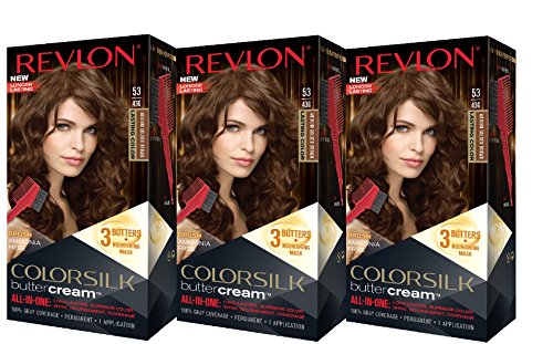Revlon Colorsilk Buttercream Hair Dye, Medium Golden Brown, Pack of 3
