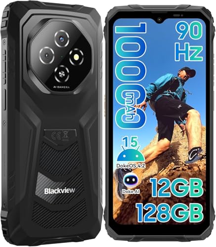 Blackview Fort 1 Android 15 Movil irrompible - Batería 10000mAh, 12GB RAM+128GB ROM/TF 2TB Mobile Rugged, 6.56' HD+ 90Hz Teléfono Movil, Gemini AI/NFC/OTG/GPS/3 Ranuras/IP68&IP69K/390g