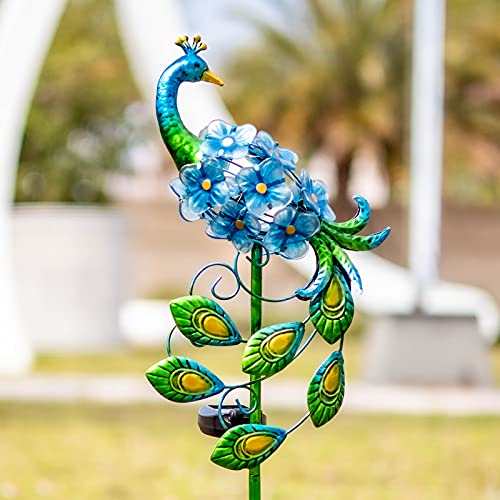 Afirst Solar Peacock Lights - Outdoor Solar Garden Stakes Metal Decor Lights, Waterproof LED Decorative Lights for Pathway, Yard