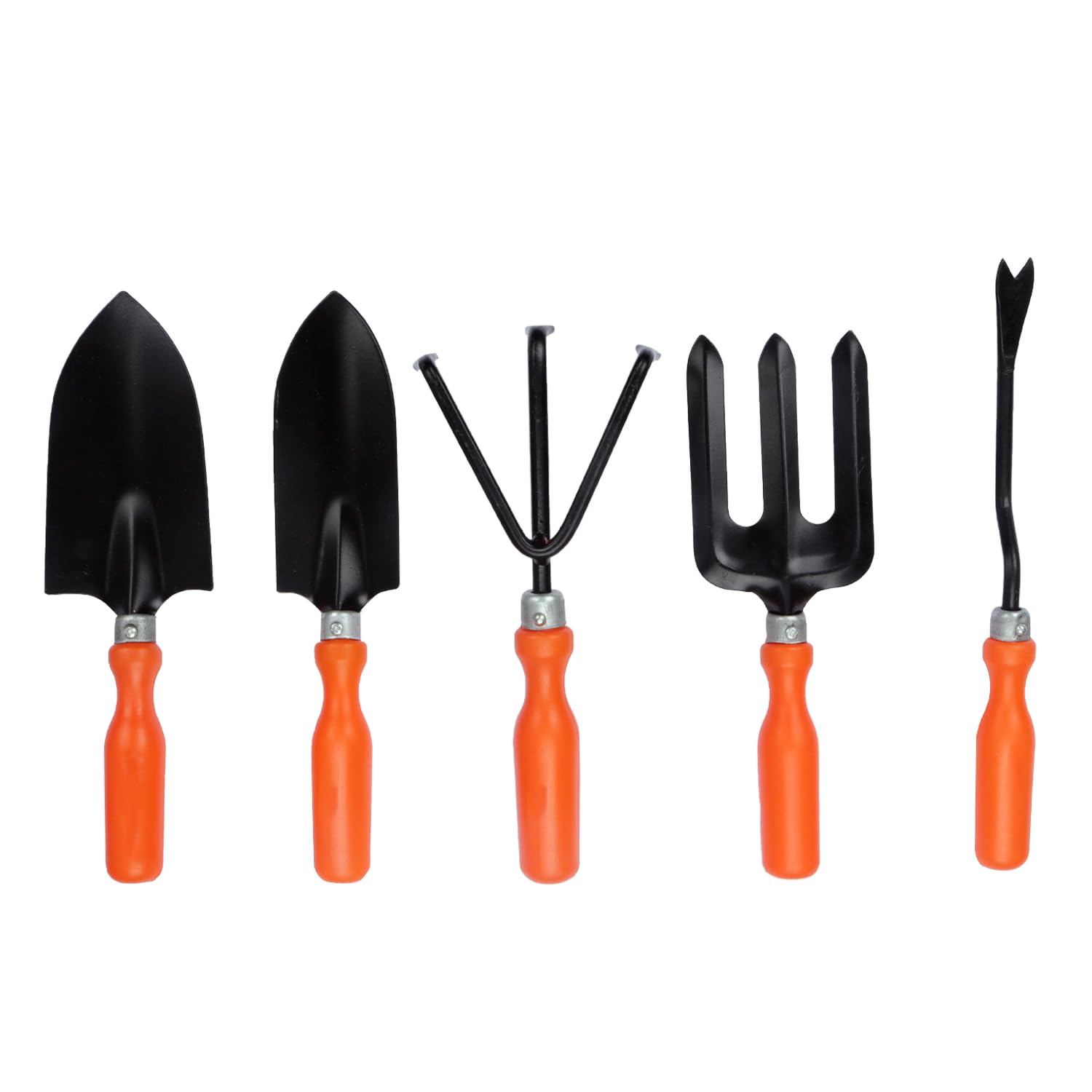 BonKaso Gardening Metal Tool Sets with Big and Small Trowel, Weeder, Fork, and Cultivator for Indoor and Outdoor Planting Ergonomic Handles for Home Planting (Black and Orange) Set of 5 (B0C9JP6PY1) Amazon Price History, Amazon Price Tracker