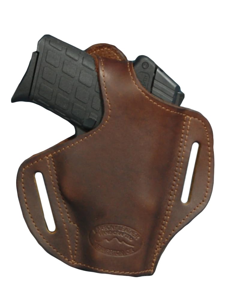 Barsony Brown Leather Pancake Holster for Ruger EC9s Right