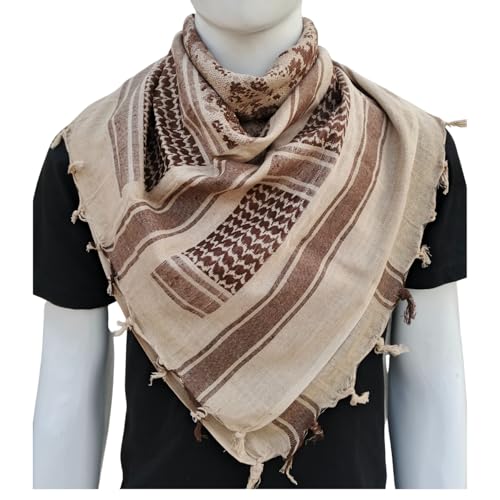 Image of Cotton Shemagh Keffiyeh Scarf - Lightweight Tactical Desert Head Neck Wrap, Sun Protection Outdoor Scarf for Summer Hiking