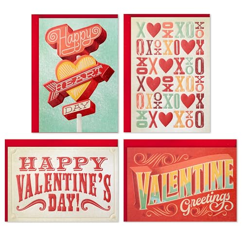 Hallmark Valentine's Day Cards Assortment, Bold Type (24 Cards and Envelopes)