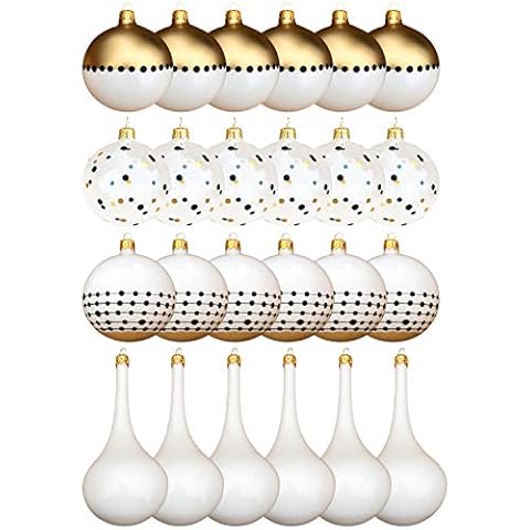 Pure Living Weihnachtskugeln Glas im wunderschönen Handwerk-Design - 24-tlg. Set mit exklusiven Christbaumkugeln Glas - Weihnachtsbaumkugeln in EU Premium-Qualität - Einzigartig-festlicher Baumschmuck Cover