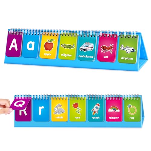 Laffunz Alphabet Learning Flip Chart Toddler ABC Learning Toys for Kids Ages 3-5, Matching Letter Game Lowercase & Uppercase Alphabet Flash Cards, Kindergarten Preschool Classroom Learning Activities