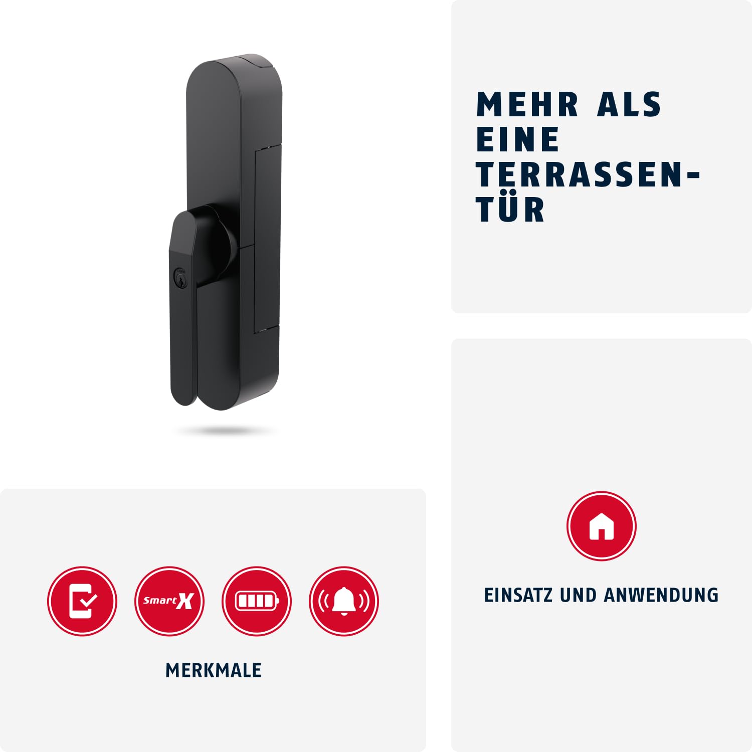 ABUS Wintecto One – Azionamento Smart per Finestre e Porte-Finestre con Funzione Allarme – Montaggio Senza Forare – Apertura Elettronica – Nero