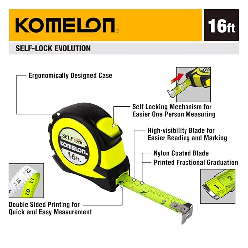 Komelon 16' Self Lock Hi-Vis Speedmark Tape Measure