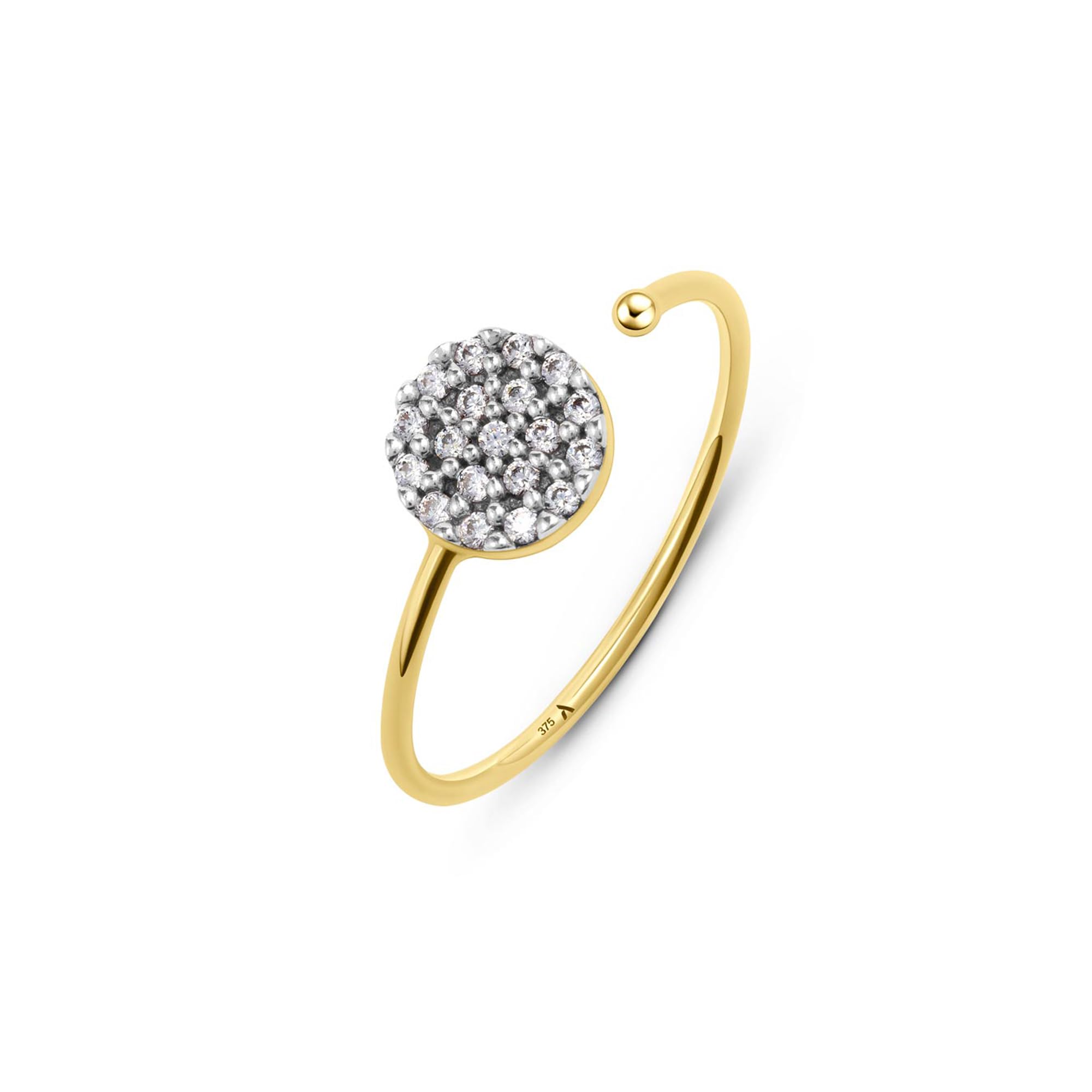 AmbertaAllure Anillo Ajustable para Mujer en Oro 9 Quilates