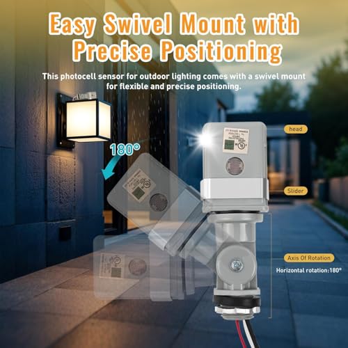 2 Pack Photocell Sensor for Outdoor Lights, 120VAC Dusk to Dawn Photocell Switch, IP54 Waterproof for Yard, Parking Lot, Street