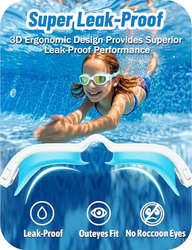 Image of Vvinca Kids Swim Goggles, Swimming Goggles for Kids 3-14 Anti-Fog UV Protection No Leak Pool Glasses for Boys Girls