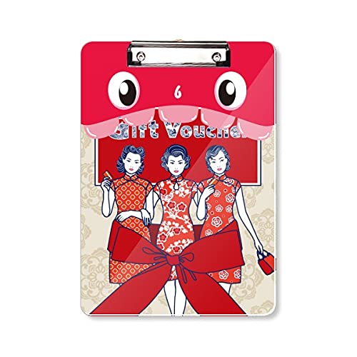 Bloc-notes d'apprentissage A4 la culture chinoise femme rouge avec dossier