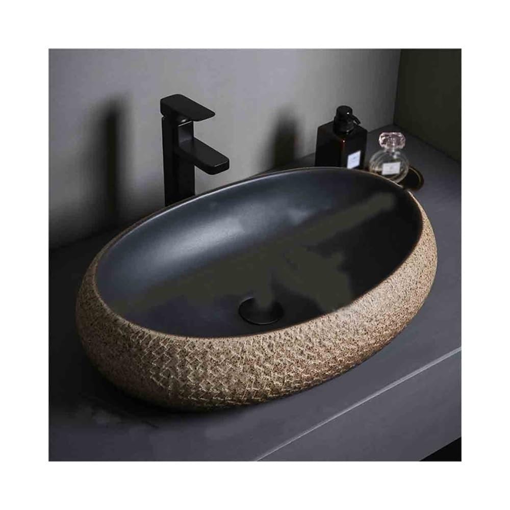 Sink Bowl Minimalist Oval Countertop Washbasin Large Size Bathroom Ceramic Art Basin