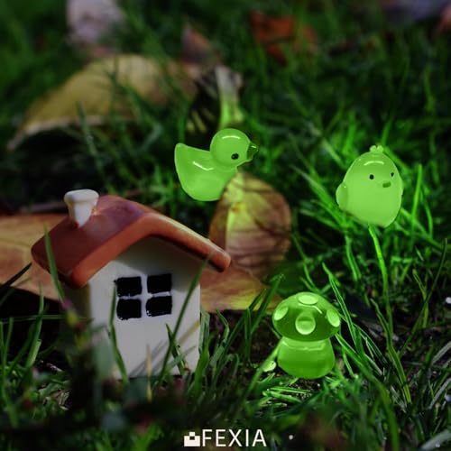 Image of FEXIA 100 Pcs Mini Resin Ducks 6 Types Bulk to Hide Luminous Mini Resin Animals Glow in The Dark for DIY Garden Combination Sets for Micro Landscape Aquarium Party Decor