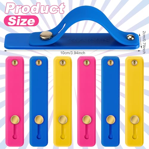 Image of Weewooday 6 Pieces Phone Grip Holder Cell Phone Grip Strap Telescopic Finger Strap Stand Universal Finger Kickstand for Most Smartphones(Blue, Rose Pink, Yellow,Classic)