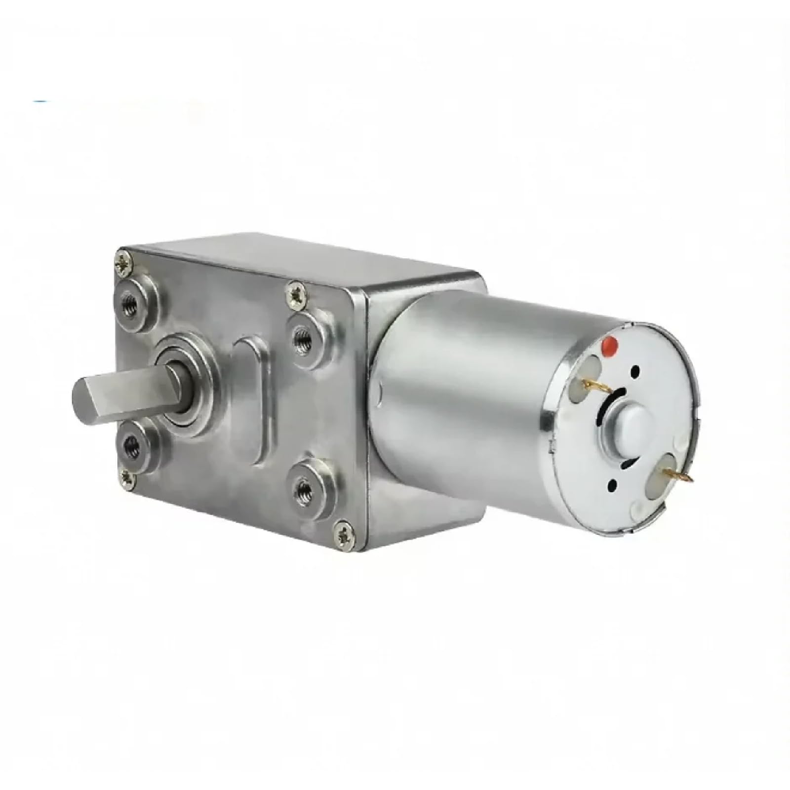 JGY-370 DC Schneckengetriebemotor mit Encoder, 6 V/12 V/24 V, rechtwinkliges Getriebe, 25 kgf.cm Drehmoment, 6-150 U/min, Silber, 6 mm Ausgangswelle (23 U/min, 12 V)