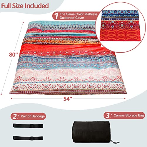 Image of MAXYOYO Bohemian Retro Mattress Vintage Floral Japanese Futon Roll Up Tatami Floor Mat Foldable Mattress Portable Camping Mattress Sleeping Pad Floor Lounger Couch Full Size