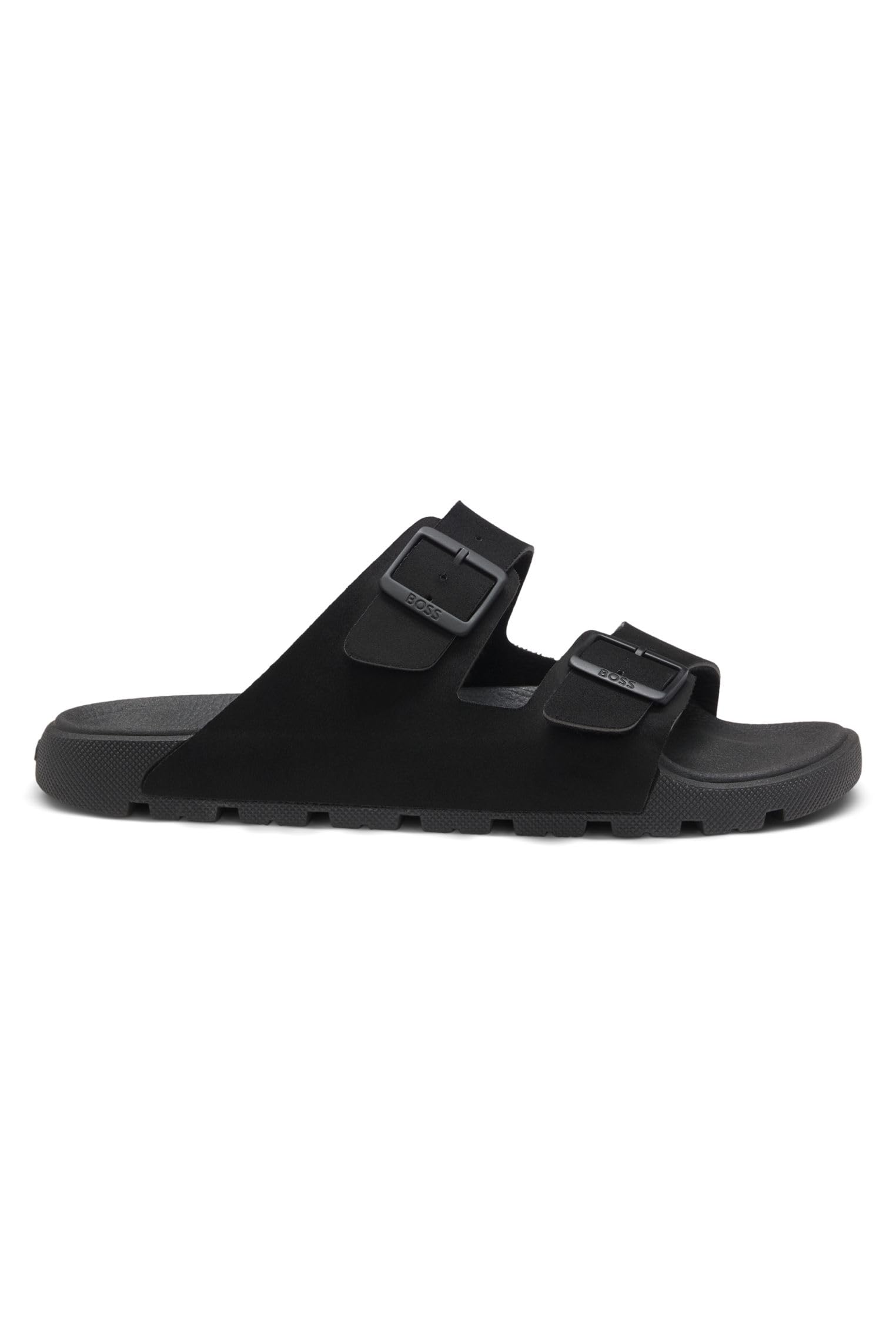 BOSS Mens Surfley Sand Twin-strap slides with branded buckles Size 6