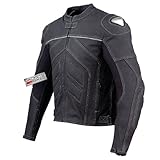 Mens Titanium Motorcycle Leather Jacket Street Cruiser CE Armor Riding Black M