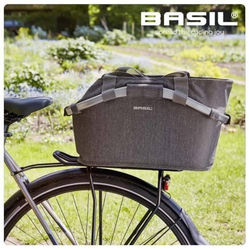 Basil Classic Carry All Fahrradkorb - MIK-System hinten - geringes Gewicht - inkl. Adapterplatte - 22 Liter - Schwarz