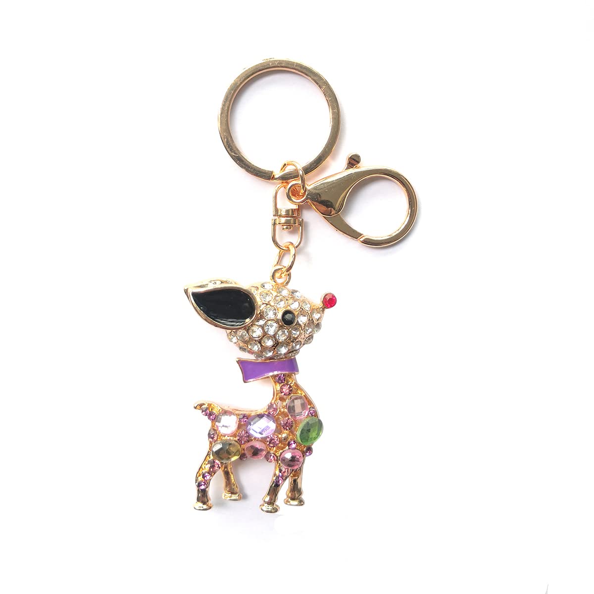 Medifier Women's Deer Fashion Keychains Key Chains Girls For Car Keys Cute Sparkly Charms Bling Keychain Keys Ring With Rhinestone Pendant For Handbag Backpack Shape, Length: 12.5Cm(4.9''In)