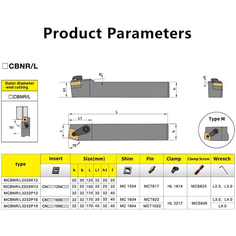 1pc MCBNR2020 MCBNR2525 MCBNR3232 External Turning Tool MCBNR MCBNL Lathe Bar Turning Holder CNC Cutting Tool Cutter Bar(MCBNL2020K12)