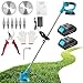 Decespugliatore a Batteria 21V, KUZUPRO Tagliabordi a Batteria con 2 Batterie 2,0Ah, 2 Tipi di Lame Tagliaerba Elettrico, Maniglia a Scomparsa, Decespugliatore Per Taglio Di Giardini, Prati E Terreni