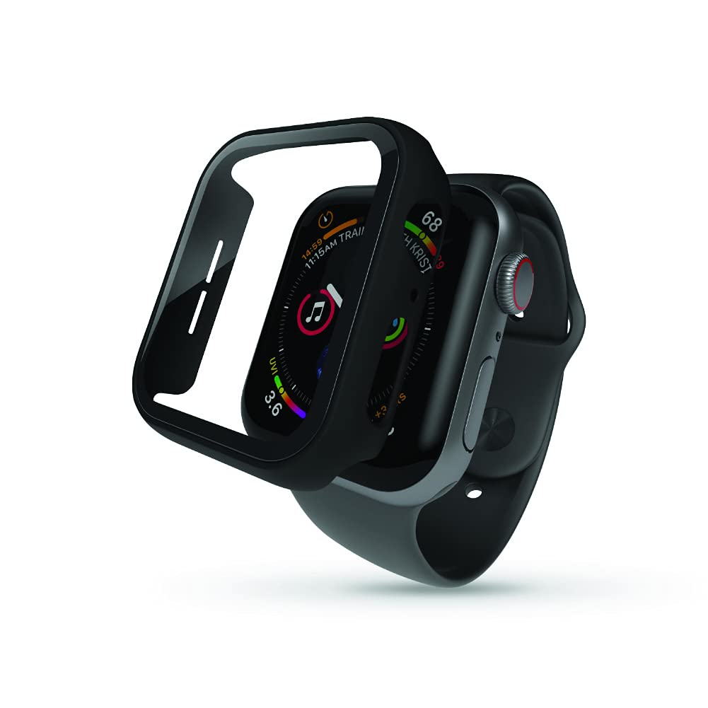 Shock Proof Watch Protectors with Touch Sensitive Tempered Glass For Apple Series 6/5/4/SE- Black 44mm