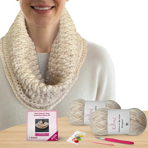 KnitPal Crochet Weekend Wrap Kit (Pearl White)