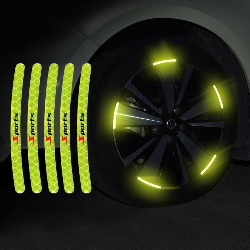 Fabric 20Pcs 3D Reflective Wheel Tire Rims Stripes Stickers Decals For Car Motorcycle Bike Bicycle Night Safety Decoration Automotive Exterior Accessories Light ?Sports? (20 Pcs), Self-Adhesive