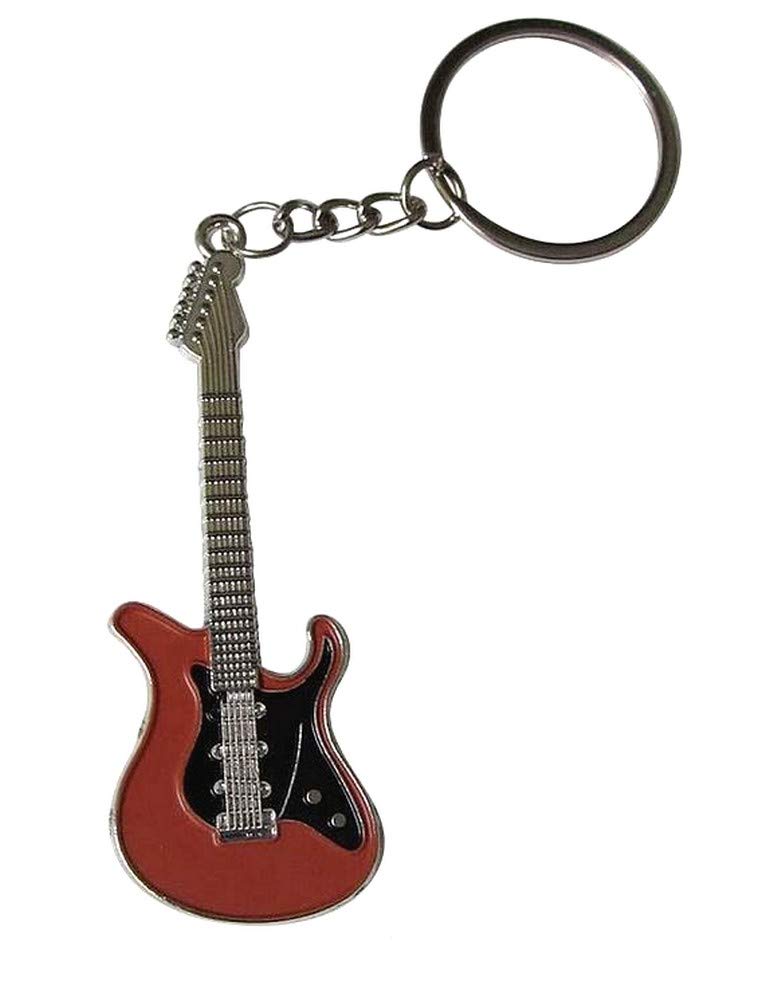 Silver Steel Key Ring Electric Guitar Style Orange, Moyen, Stainless Steel