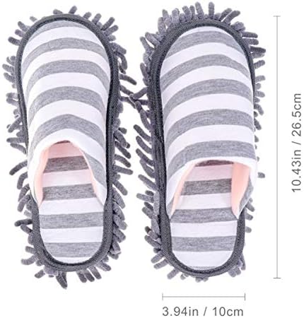 Cabilock Floor Cleaning Shoes Mop Slippers Shoes Washable for Home Kitchen Bathroom Floor Dust Cleaning Tool Free Size (Grey)