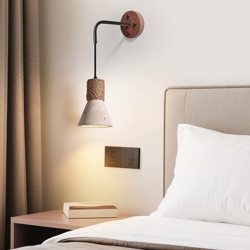 Industrial Style Wall Light, E26 Source Yellow Travertine Lamp, Single Head Flush Mount Sconce, Bedside Living Room Hotel Mounted Lighting Fixtures