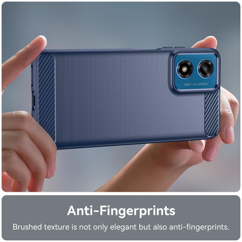 Image of Hybrid Carbon Fiber Back Case for Motorola Moto G24 | G24 Power (Blue)