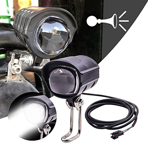 Phare de moto 36 V - 60 V avec klaxon, lampe frontale étanche et résistante aux chocs 12 W pour scooter électrique Kug-OO M-4 Pro Cover