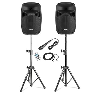 VONYX Pack Sono – Système de Sonorisation 400W avec 2 Enceintes Active et Passive et 2 Supports Réglables, Bluetooth, Idéal pour Les Soirées et Évènements - Les Beatles, Paul McCartney, John Lennon, RIngo Starr, George Harrison