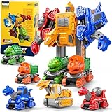 Transforming Robot Toys Set Construction Trucks, Dinosaur Vehicles 5 in 1 Transform Robot For Kids Ages 5-7, Educational STEM Building Toy Cars, Christmas Birthday Gifts for Boys 3 4 5 6 7 8 Years Old