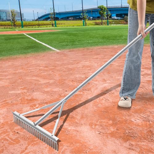 Qinyoung Aluminum Maintenance Rake 24 Inch Baseball Field Garden Landscape Rake with...