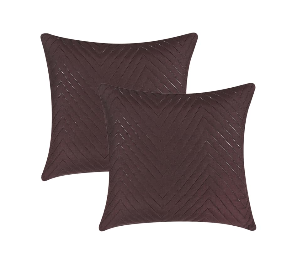 Image of RD TREND UltraSonic Microfiber Cushion Covers, 40 x 40 cm /16 x 16 inches, Set of 2, 250 TC,Back Zipper (Coffee)