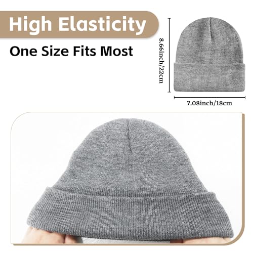 Image of Winter Beanie Acrylic Knit Cuffed Plain Hats Skull Cap Warm Beanies for Men Women