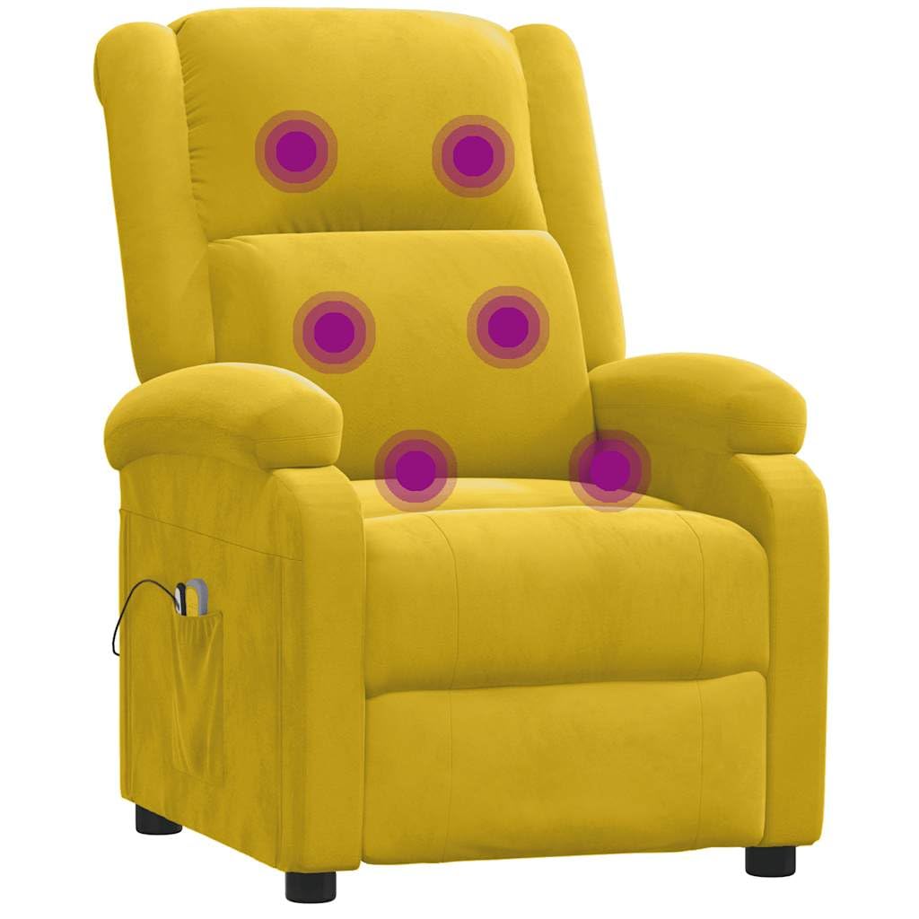 vidaXL Sillón de Masaje eléctrico Terciopelo Amarillo