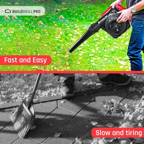 Image of Buildskill Air Blower 850W - Dust Cleaner for Home Cleaning, Efficient & Ergonomic, with Vacuum, Continuous Lock, Variable Speed - Compact & Portable Device for Industrial Tasks, Red (Pack of 2)