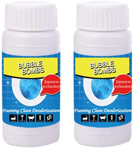 Powerful Sink and Drain Cleaner, Juner 2-Pack Magic Bubble Bombs Fast Foaming Pipe Cleaner Deodorant Chemical Powder Dredge Agent for Kitchen Toilet Pipeline Dredging Quick Cleaning