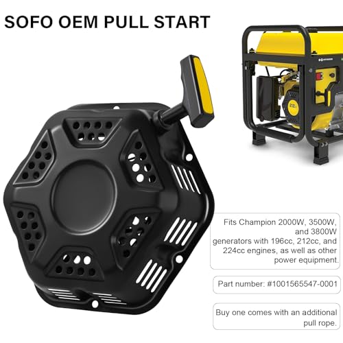 Image of SOFO Original Pull Start Assembly for Champion 196cc 208cc 212cc 224cc 3000 3500 4000 4500 Watt 5.5hp 6.5hp Engine CPE Generator Water Pump Pressure Washer Recoil Starter Pull Cord Replacement