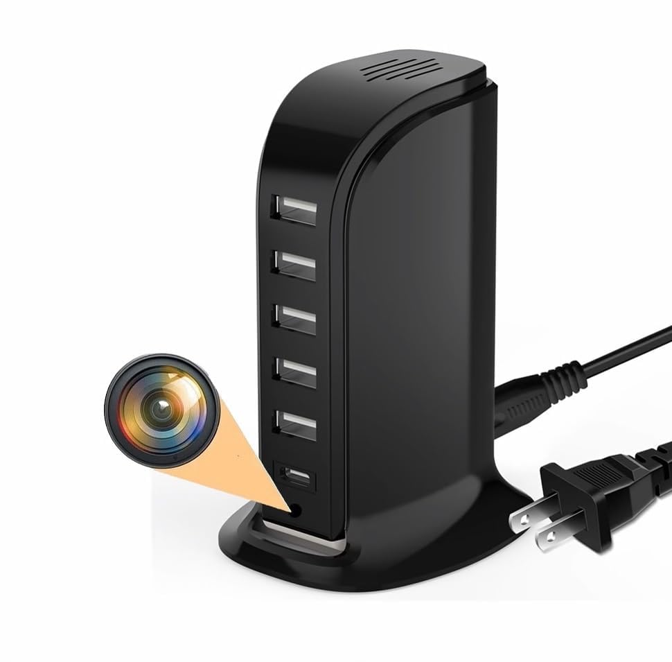 1080P HD Hidden Spy Camera & 5-Port USB Charger Hub – WiFi Security Camera with Motion Detection & Live Remote Phone Viewing – Wireless Nanny Cam...