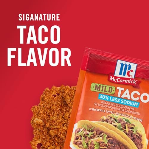Image of McCormick Taco Seasoning Mix, Mild, 30% Less Sodium, No MSG Added, No Artificial Flavors, For Tacos, Nachos, Fajitas and More, 1 oz