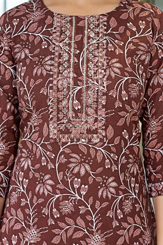 Image of MIRCHI FASHION Pure Cotton Floral Kurta Set for Women with Dupatta & Pant | 3 Piece Straight Fit Ethnic Outfit | Breathable Summer Salwar Suit