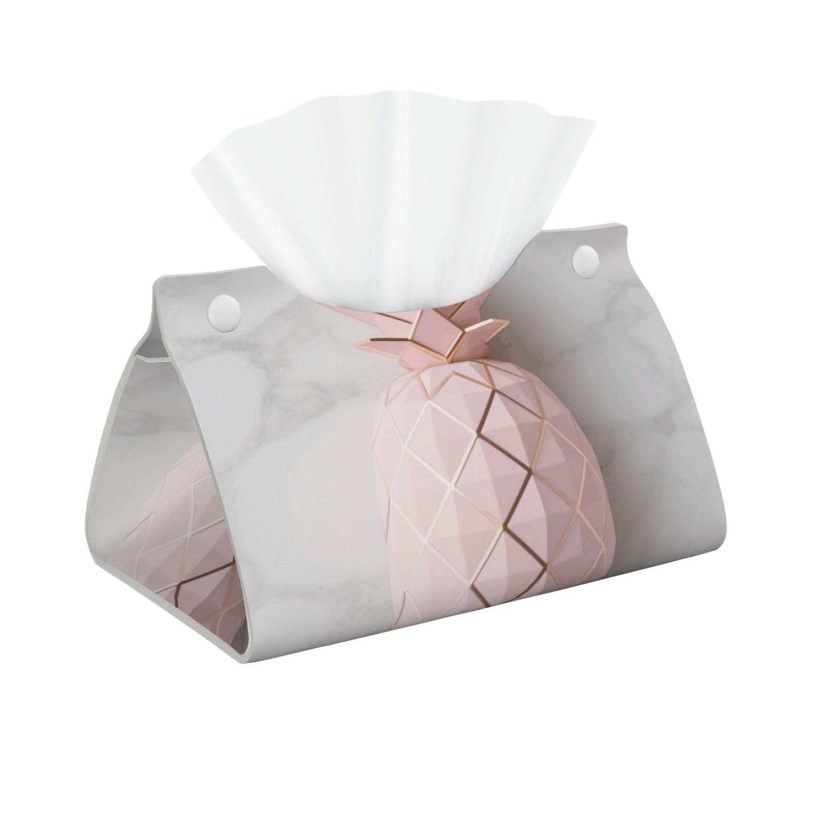 Pu Leather Tissue Box Cover, Gold Pineapple Rectangle Tissue Case Covers Decorative Tissue Box Holder Waterproof Tissue Holder Organizer for Bathroom Home Office