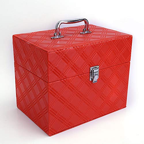 Kit portable sac cosmétique rouge de rangement pour manucure et maquillage - 2