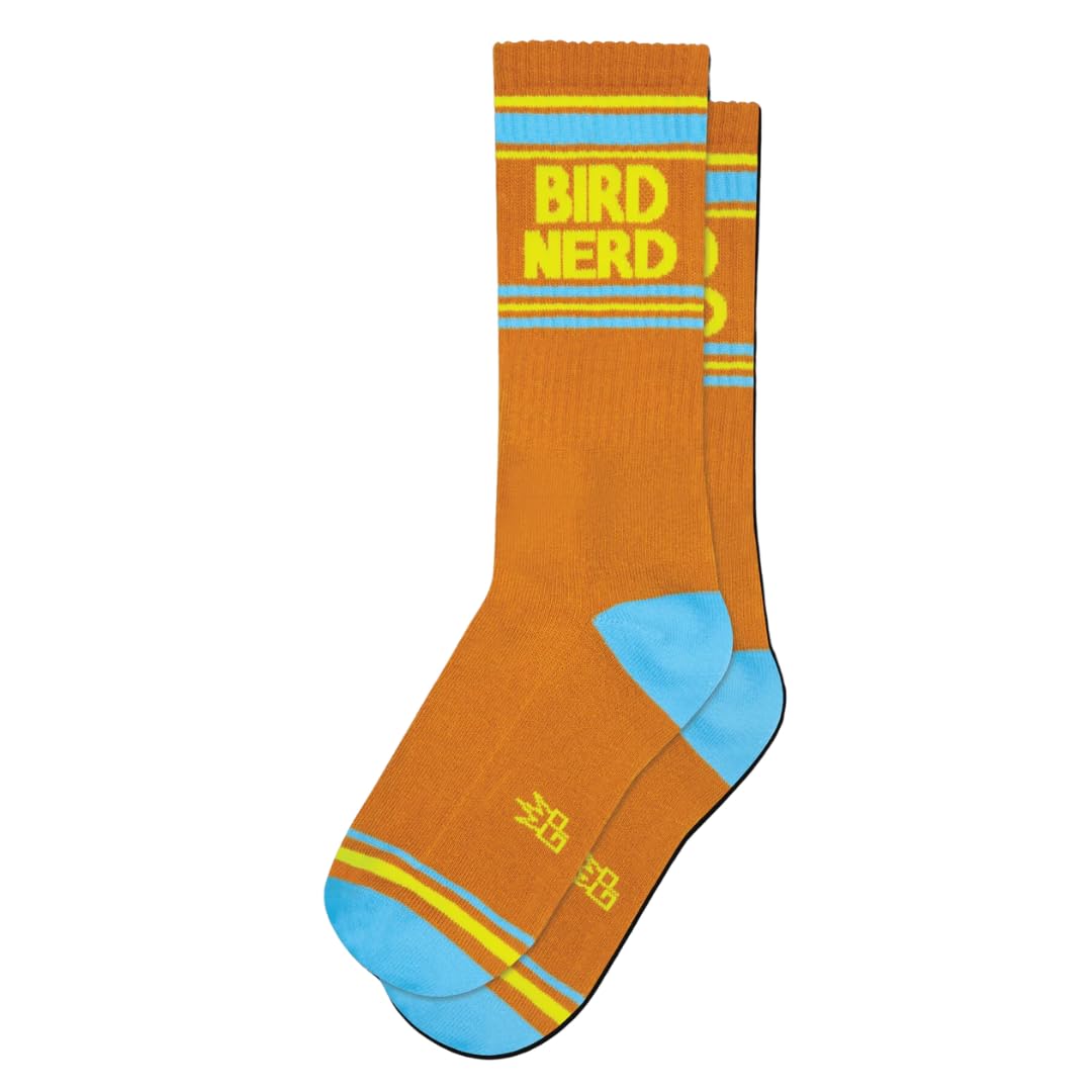 Gumball Poodle Novelty Gift Socks for Men, Women and Teens, Unisex Gym Crew Socks (Made in the USA), Bird Nerd, 6-15